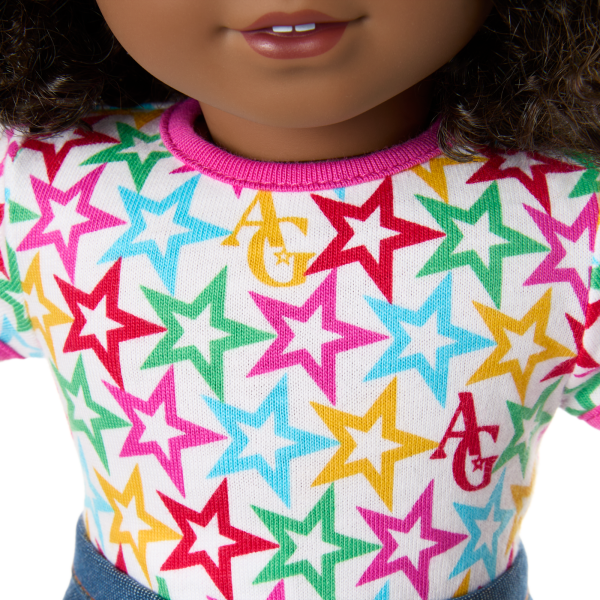 Truly Me™ 18-inch Doll #112 with curly dark-brown hair