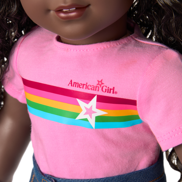 Truly Me™ 18-inch Doll #127 with curly dark-brown hair