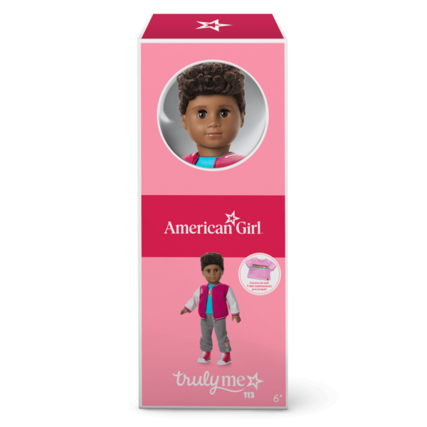 Truly Me™ 18-inch Doll #113 with curly dark-brown hair