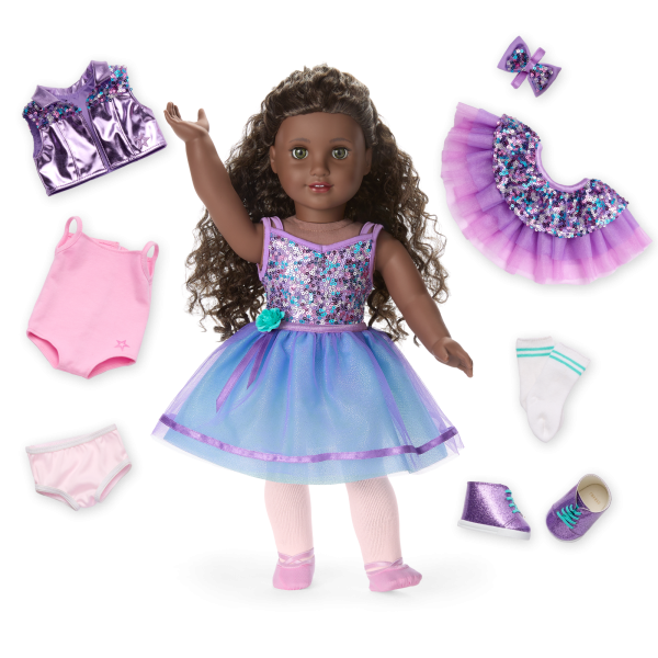 Truly Me™ #127 Doll & Dance All Day Set with curly dark-brown hair