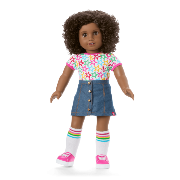 Truly Me™ 18-inch Doll #112 with curly dark-brown hair