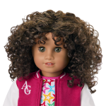 Truly Me™ 18-inch Doll #132 with curly dark-brown hair