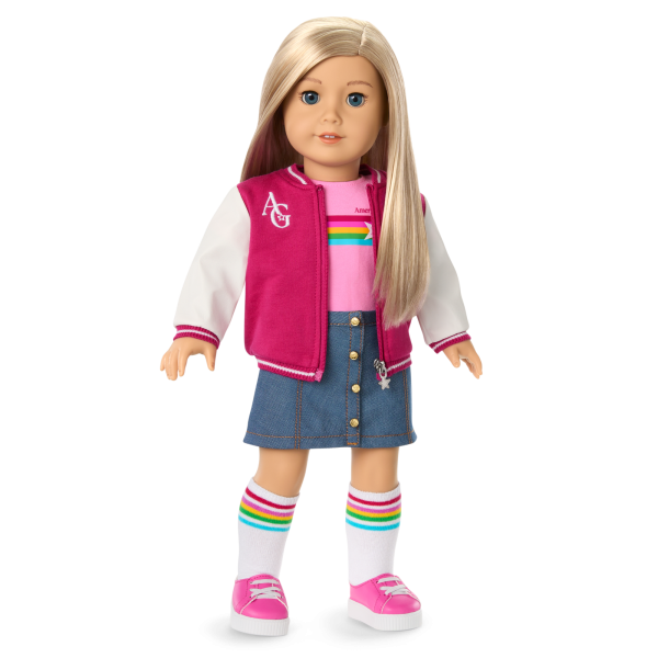 Truly Me™ 18-inch Doll #100 with straight layered blonde hair