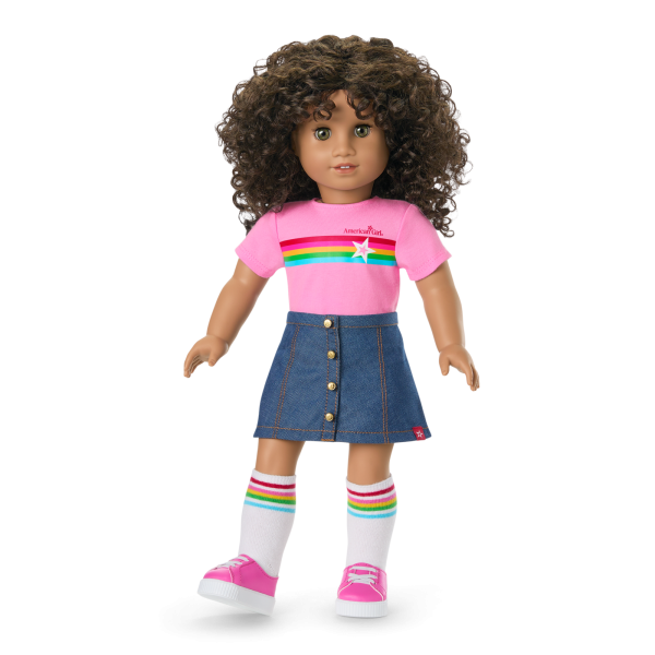 Truly Me™ 18-inch Doll #132 with curly dark-brown hair