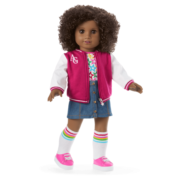 Truly Me™ 18-inch Doll #112 with curly dark-brown hair