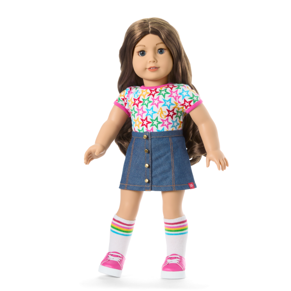 Truly Me™ 18-inch Doll #126 with wavy brown hair