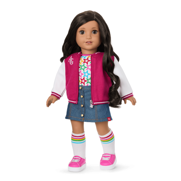 Truly Me™ 18-inch Doll #108 with curly black-brown hair
