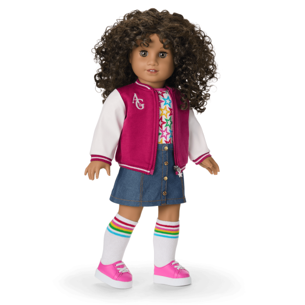 Truly Me™ 18-inch Doll #132 with curly dark-brown hair
