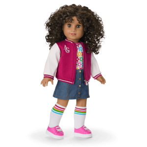 Truly Me™ 18-inch Doll #132 with curly dark-brown hair