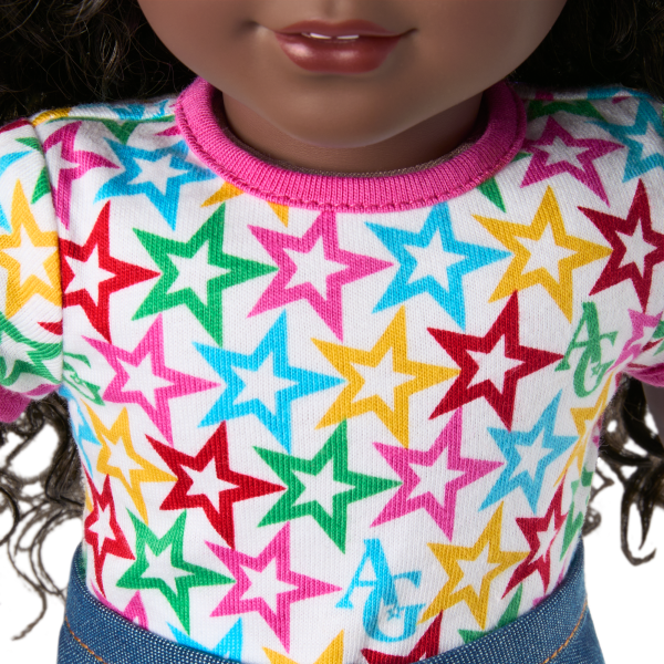 Truly Me™ 18-inch Doll #127 with curly dark-brown hair