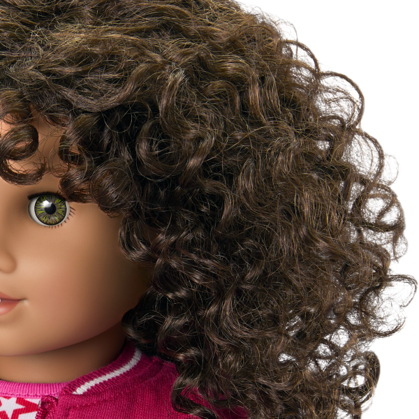 Truly Me™ 18-inch Doll #132 with curly dark-brown hair