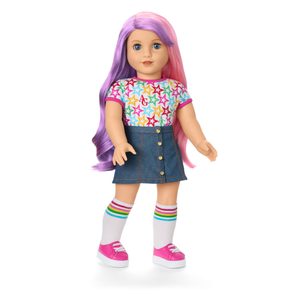 Truly Me™ 18-inch Doll #116 with wavy purple-and-pink hair