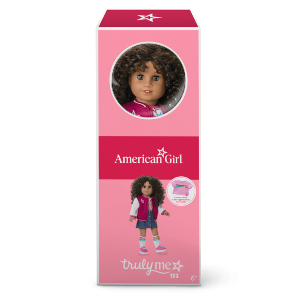 Truly Me™ 18-inch Doll #132 with curly dark-brown hair