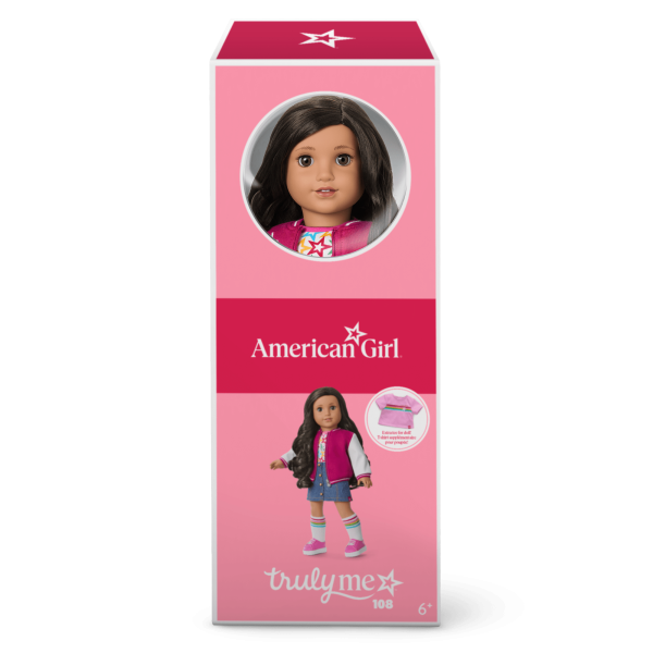 Truly Me™ 18-inch Doll #108 with curly black-brown hair
