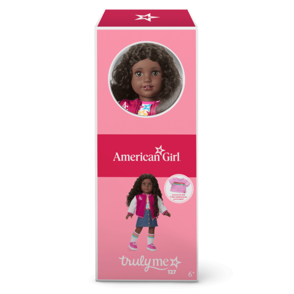Truly Me™ 18-inch Doll #127 with curly dark-brown hair