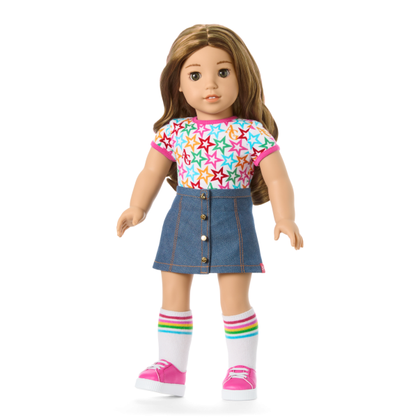 Truly Me™ 18-inch Doll #118 with curly caramel hair