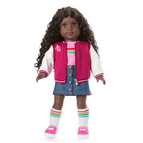 Truly Me™ 18-inch Doll #127 with curly dark-brown hair