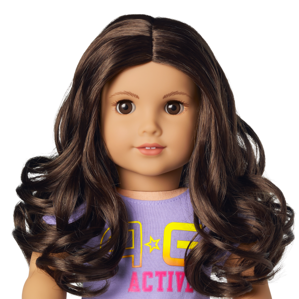 Truly Me™ 18-inch Doll #121 with curly dark-brown hair