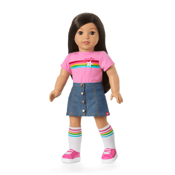 Truly Me™ 18-inch Doll #124 with straight black-brown hair