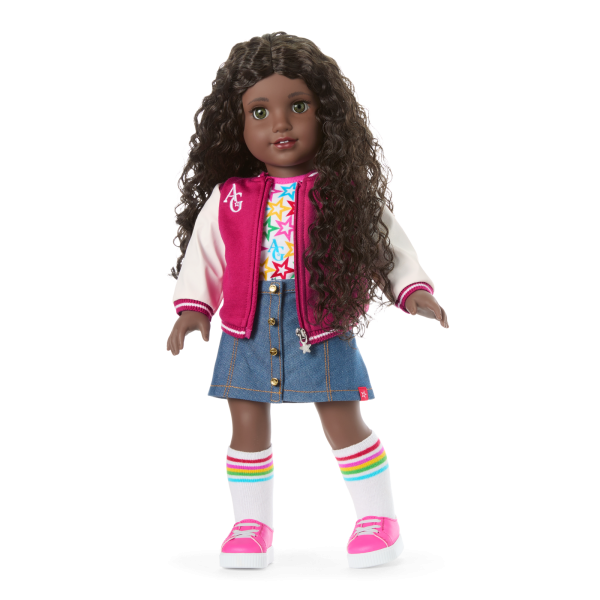 Truly Me™ 18-inch Doll #127 with curly dark-brown hair