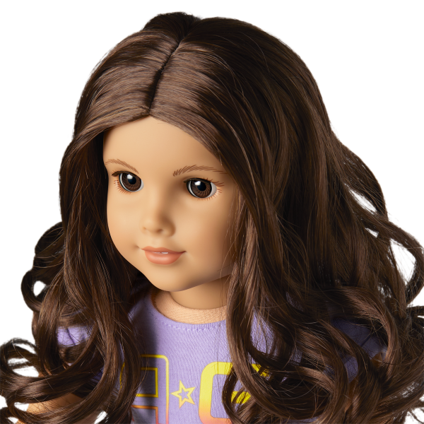 Truly Me™ 18-inch Doll #121 with curly dark-brown hair