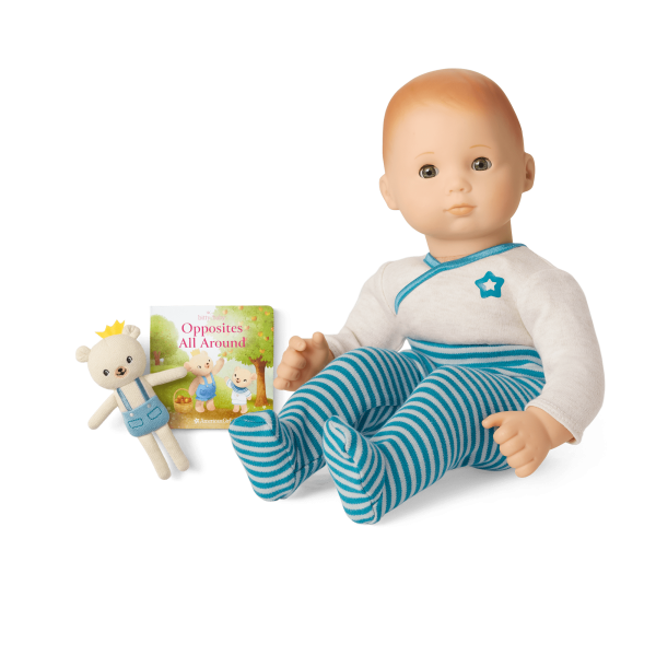 Bitty Baby® Doll #6 in Soft Blue + Bear Friend & Board Book