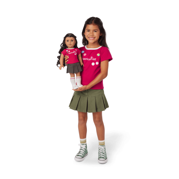 Matching AG™ Grin Pins Ringer Tee Set for Girls & 18-inch Dolls