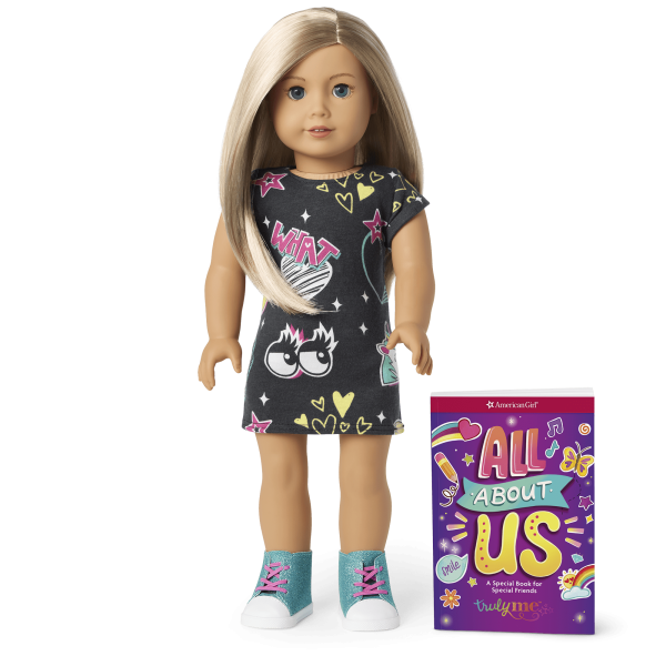 Truly Me™ 18-inch Doll #100 with layered straight blonde hair