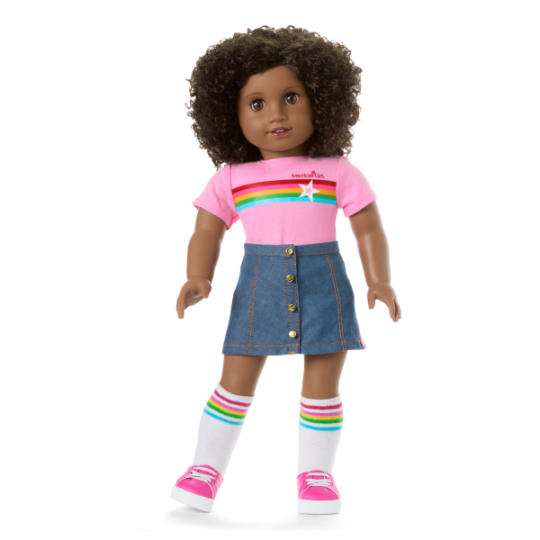 Truly Me™ 18-inch Doll #112 with curly dark-brown hair