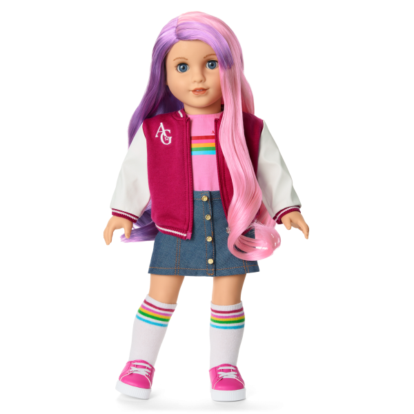 Truly Me™ 18-inch Doll #116 with wavy purple-and-pink hair
