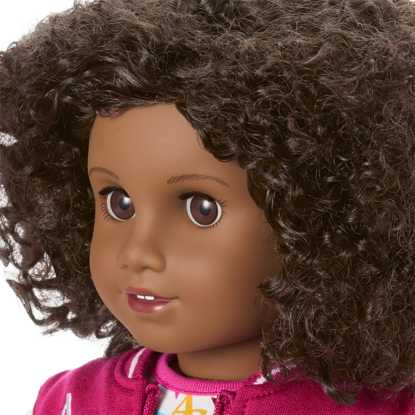 Truly Me™ 18-inch Doll #112 with curly dark-brown hair