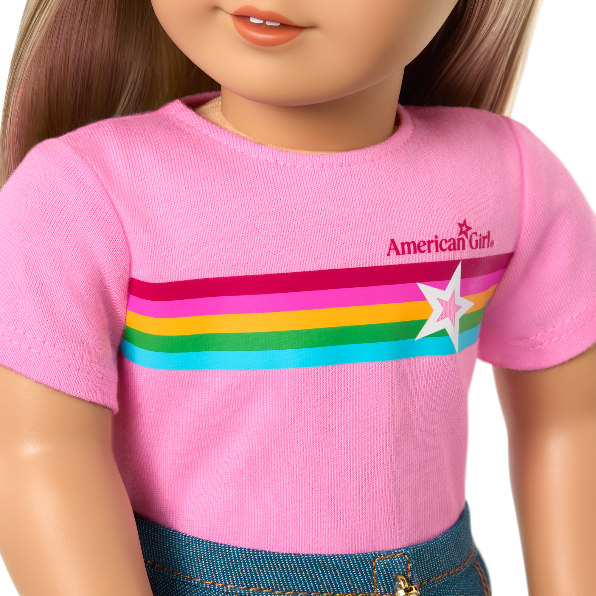 Truly Me™ 18-inch Doll #100 with straight layered blonde hair