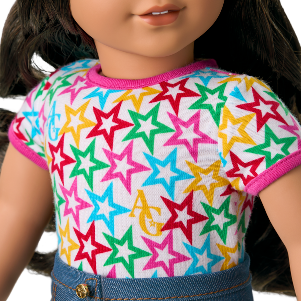 Truly Me™ 18-inch Doll #108 with curly black-brown hair