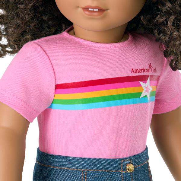 Truly Me™ 18-inch Doll #132 with curly dark-brown hair
