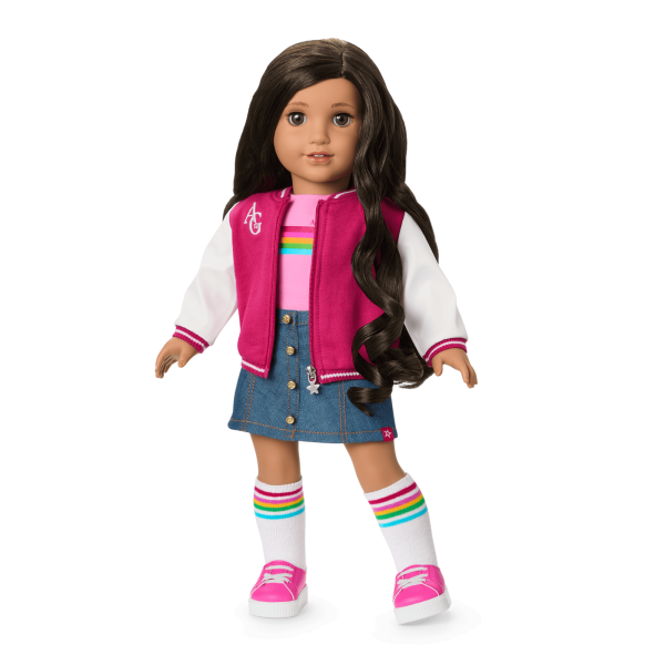 Truly Me™ 18-inch Doll #108 with curly black-brown hair