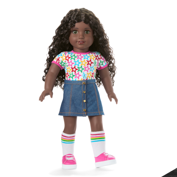 Truly Me™ 18-inch Doll #127 with curly dark-brown hair