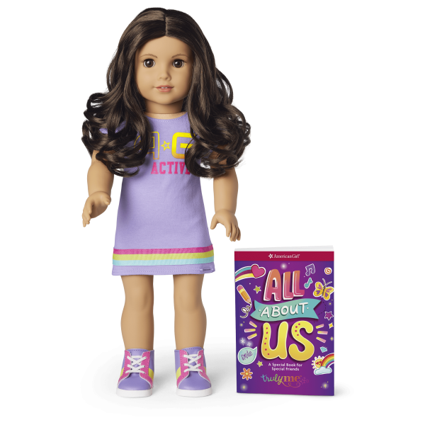 Truly Me™ 18-inch Doll #121 with curly dark-brown hair
