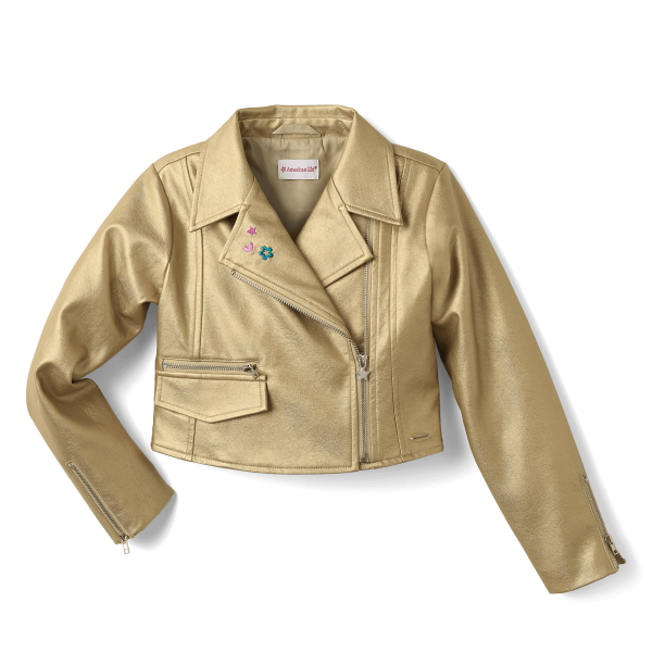 Gold Moto Jacket for Girls