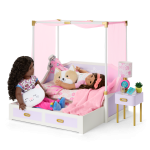 All Set for Sleepovers Canopy Bed & Nightstand for 18-inch Dolls