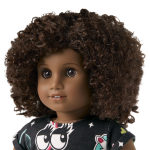 Truly Me™ 18-inch Doll #112 with short curly dark-brown hair