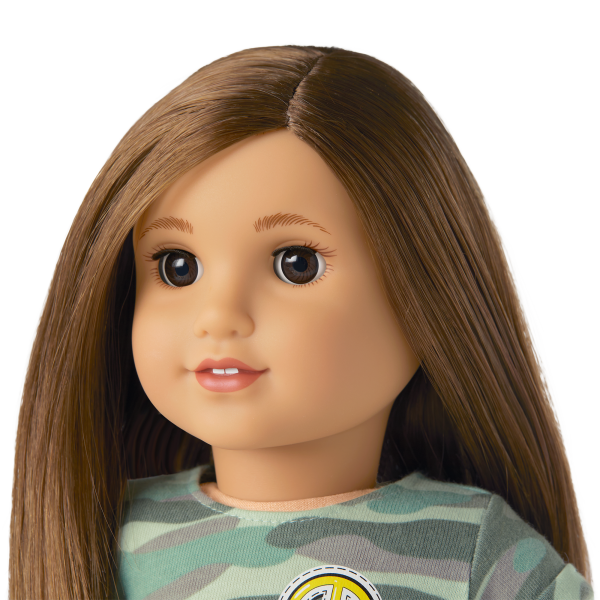 Truly Me™ 18-inch Doll #107 with layered straight brown hair