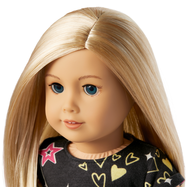 Truly Me™ 18-inch Doll #100 with layered straight blonde hair