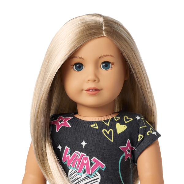 Truly Me™ 18-inch Doll #100 with layered straight blonde hair