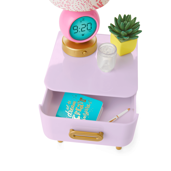 All Set for Sleepovers Canopy Bed & Nightstand for 18-inch Dolls