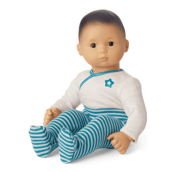 Bitty Baby® Doll #4 with black hair in Soft Blue