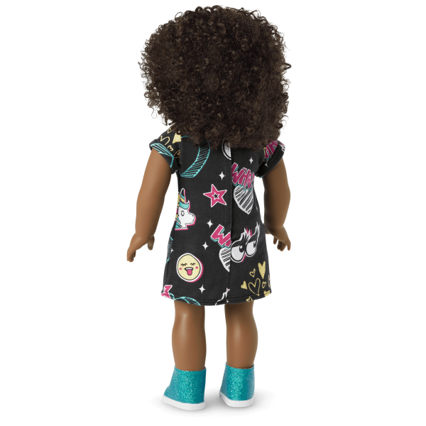 Truly Me™ 18-inch Doll #112 with short curly dark-brown hair