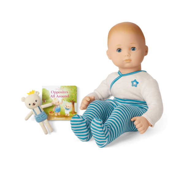 Bitty Baby® Doll #3 in Soft Blue + Bear Friend & Board Book