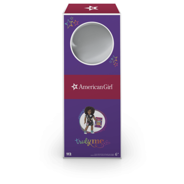 Truly Me™ 18-inch Doll #112 with short curly dark-brown hair